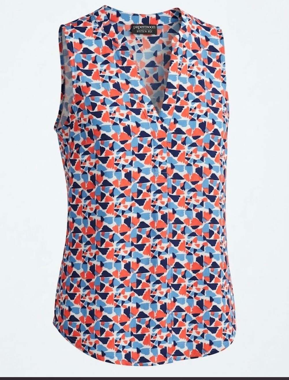 Papermoon Stitch Fix Abstract Geometric Print V-Neck Sleeveless Blouse Small